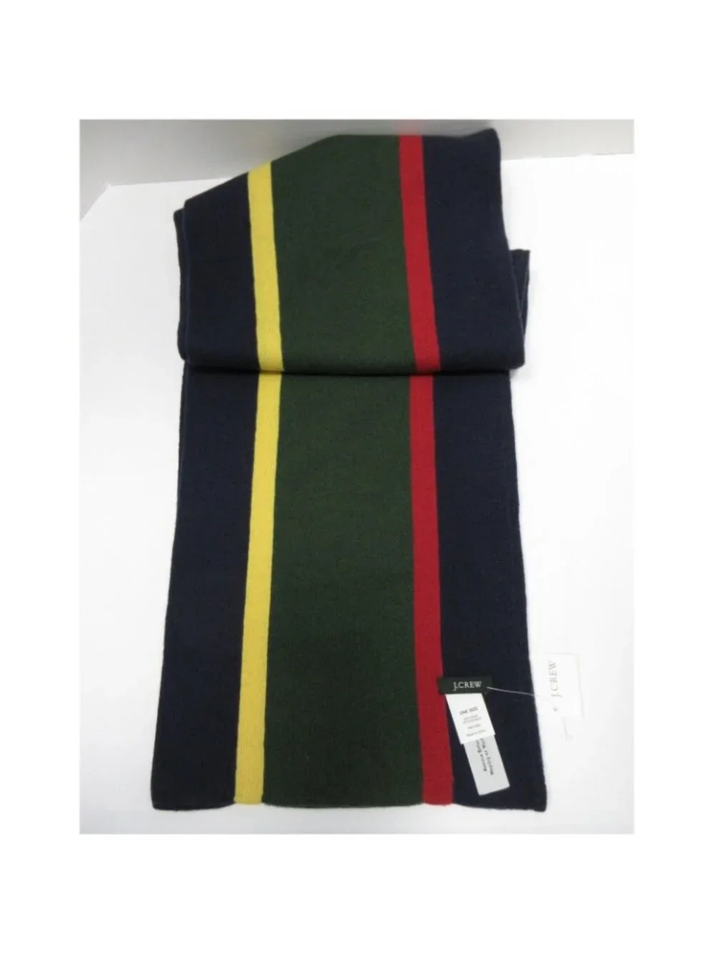 J Crew Scarf One Size Green Wool Cashmere Striped Preppy Winter Y2K NEW